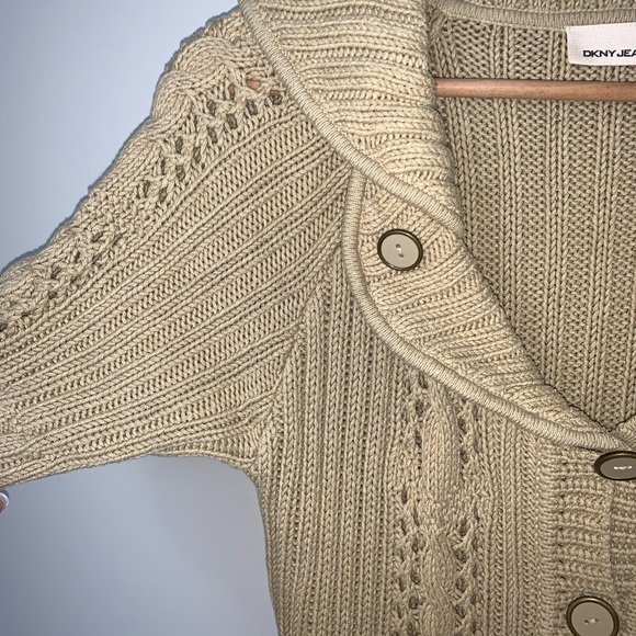 🛍HOST PICK 🛍- DKNY Beige Knit Tunic Button Down Sweater - SZ SM - Picture 5 of 6